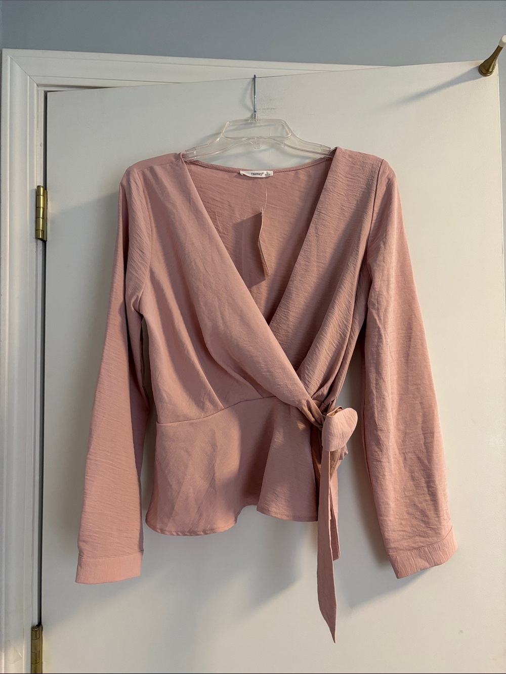 Timing Dusty Rose Wrap Tie Blouse in Large NWT